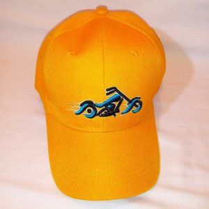 New Unisex Yellow Ball Cap with Embroidered Motorcycle